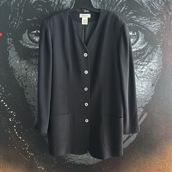 new “GO SILK” V-NECK LONG LINE GLAMOROUS LUX EVENING JACKET MEDIUM unworn - Picture 1 of 5